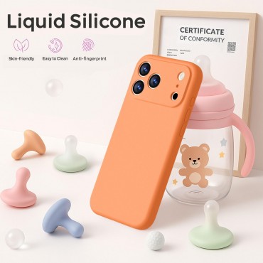 iP 17 Pro Liquid Silicone Shockproof Case (Orange)