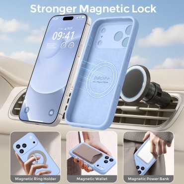 iP 17 Pro Liquid Silicone Shockproof Case (Light Blue)