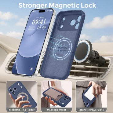 iP 17 Pro Liquid Silicone Shockproof Case (Navy Blue)