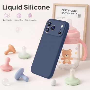 iP 17 Pro Liquid Silicone Shockproof Case (Navy Blue)