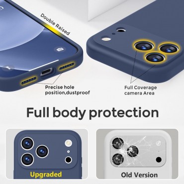 iP 17 Pro Liquid Silicone Shockproof Case (Navy Blue)