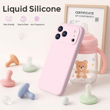 iP 17 Pro Liquid Silicone Shockproof Case (pink)