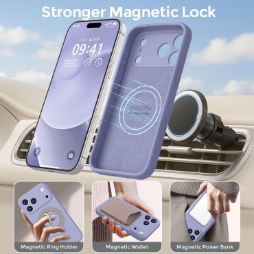 iP 17 Pro Liquid Silicone Shockproof Case (Lavender Grey)