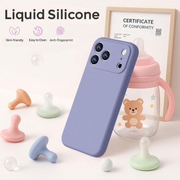 iP 17 Pro Liquid Silicone Shockproof Case (Lavender Grey)