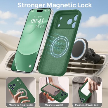 iP 17 Pro Liquid Silicone Shockproof Case (Green)
