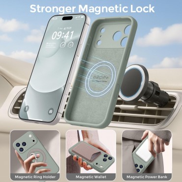 iP 17 Pro Liquid Silicone Shockproof Case (Calke Green)