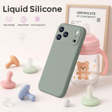 iP 17 Pro Liquid Silicone Shockproof Case (Calke Green)
