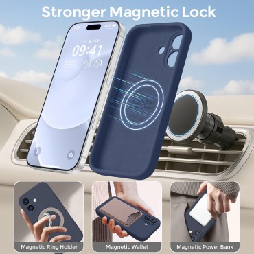 iP 17 Liquid Silicone Shockproof Case (Navy Blue)