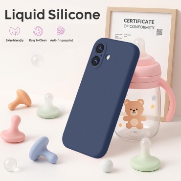 iP 17 Liquid Silicone Shockproof Case (Navy Blue)