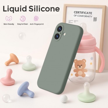 iP 17 Liquid Silicone Shockproof Case (Calke Green)